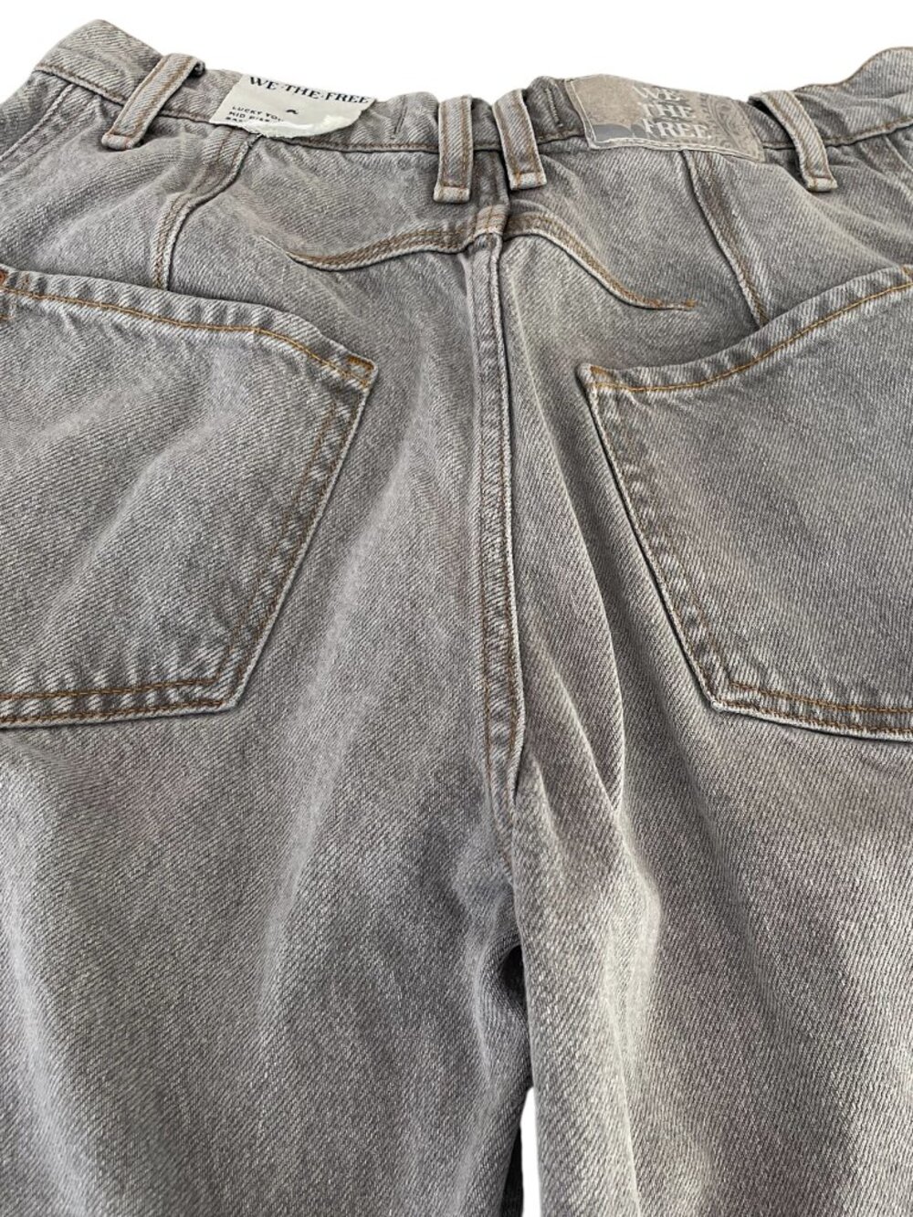 We The Free People Lucky You Mid Rise Barrel Jeans Archive Grey Boho 25 NWT $98 - Picture 12 of 16